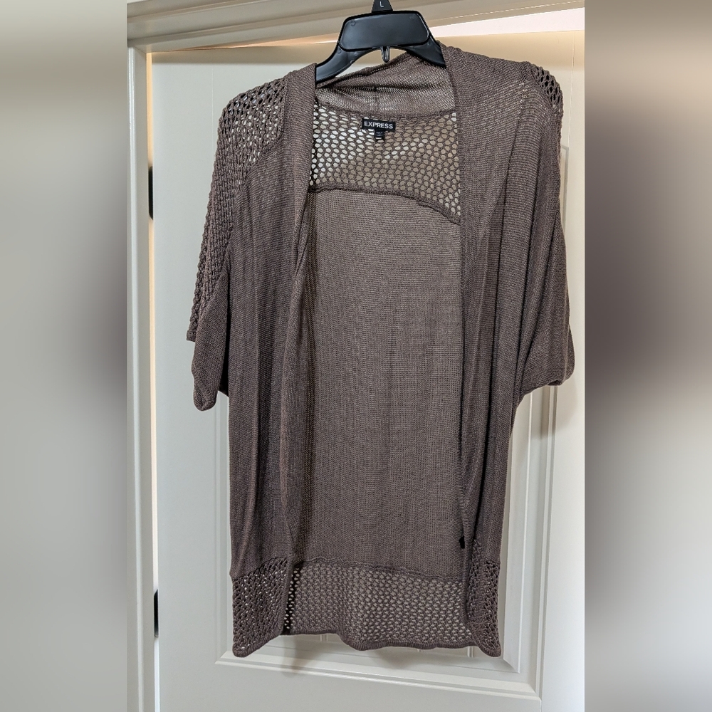 Express Open Knit Shrug - Brown